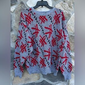 Vintage Mens Knit Sweater By Nicolas Allen Size L Unique Abstract Graphic Artsy